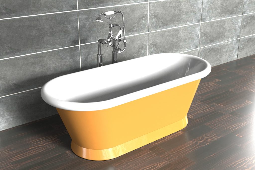 Aequs Bath with exterior finish in Couloured Enamel and interior finish in White Enamel