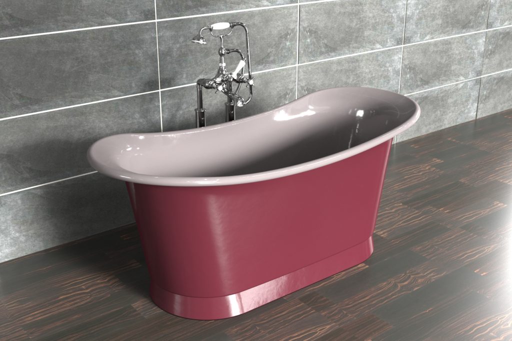 Bateau Bath with Coloured Enamel finish in the interior and exterior