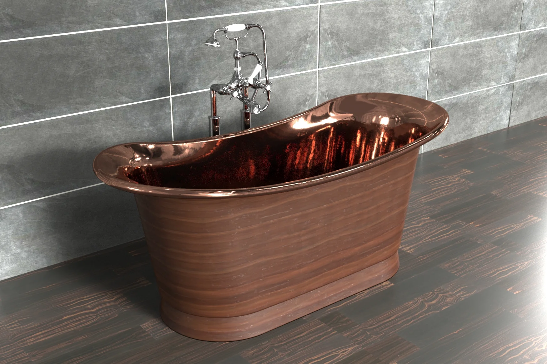 William Holland Bateau bath in Patina finish