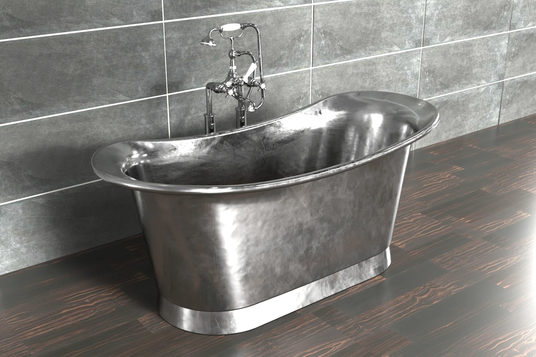 William Holland Bateau bath in Tin finish
