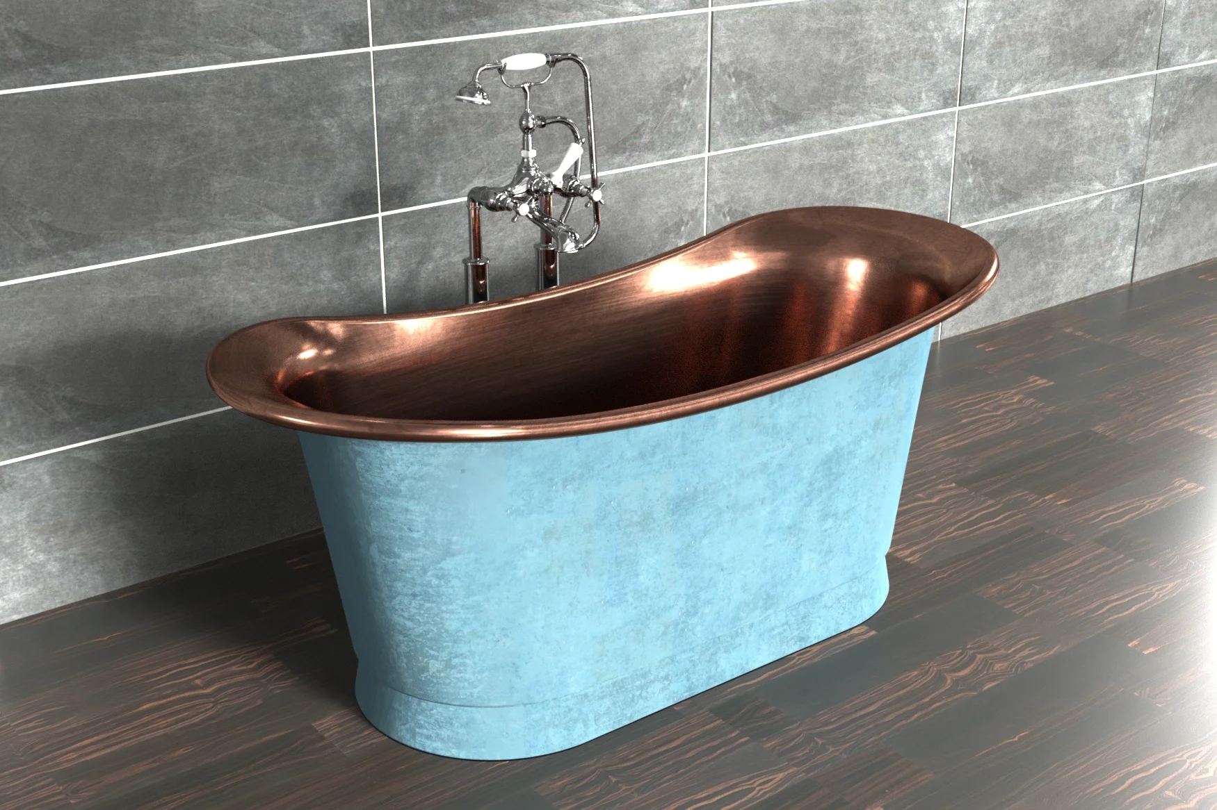William Holland Bateau bath in Verdigris finish
