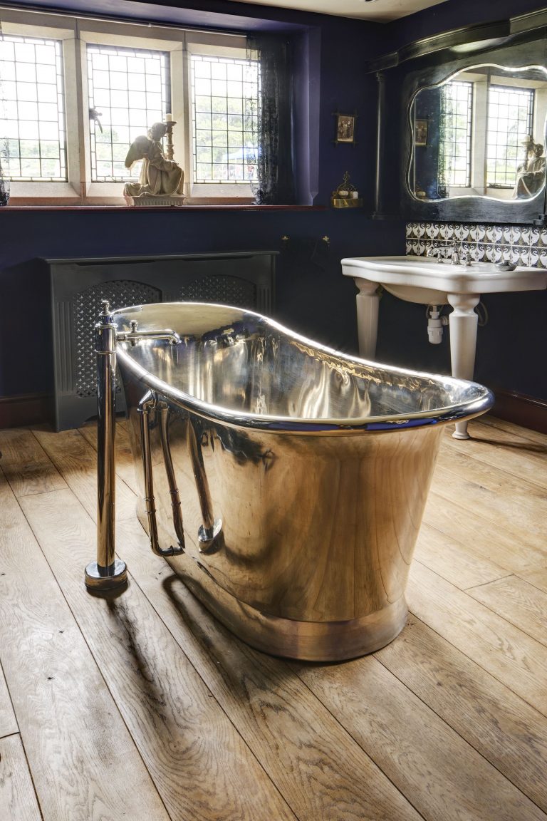 Nickel Bateau Bath with Nickel Interior