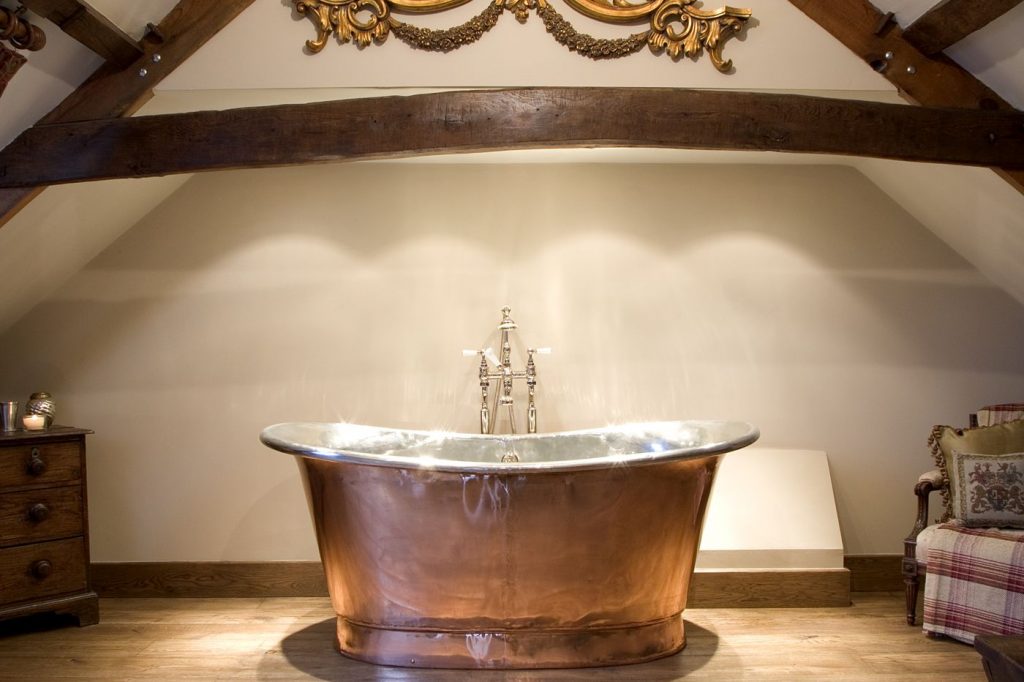 Copper Bateau Bath with Nickel Interior