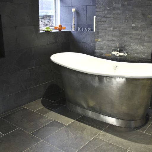 Tin Bateau Bath with Enamel Interior