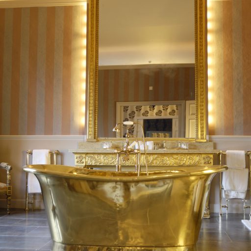 Brass Bateau Bath with Brass Interior