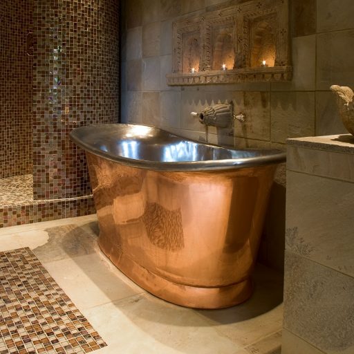 Copper Bateau Bath with Tin Interior
