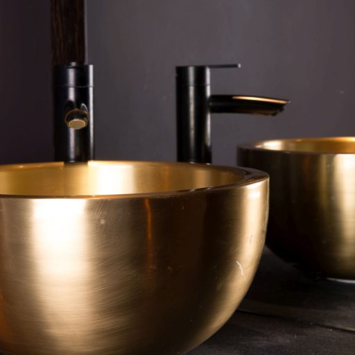 Brushed Brass Perosa Basin with Brushed Brass Exterior