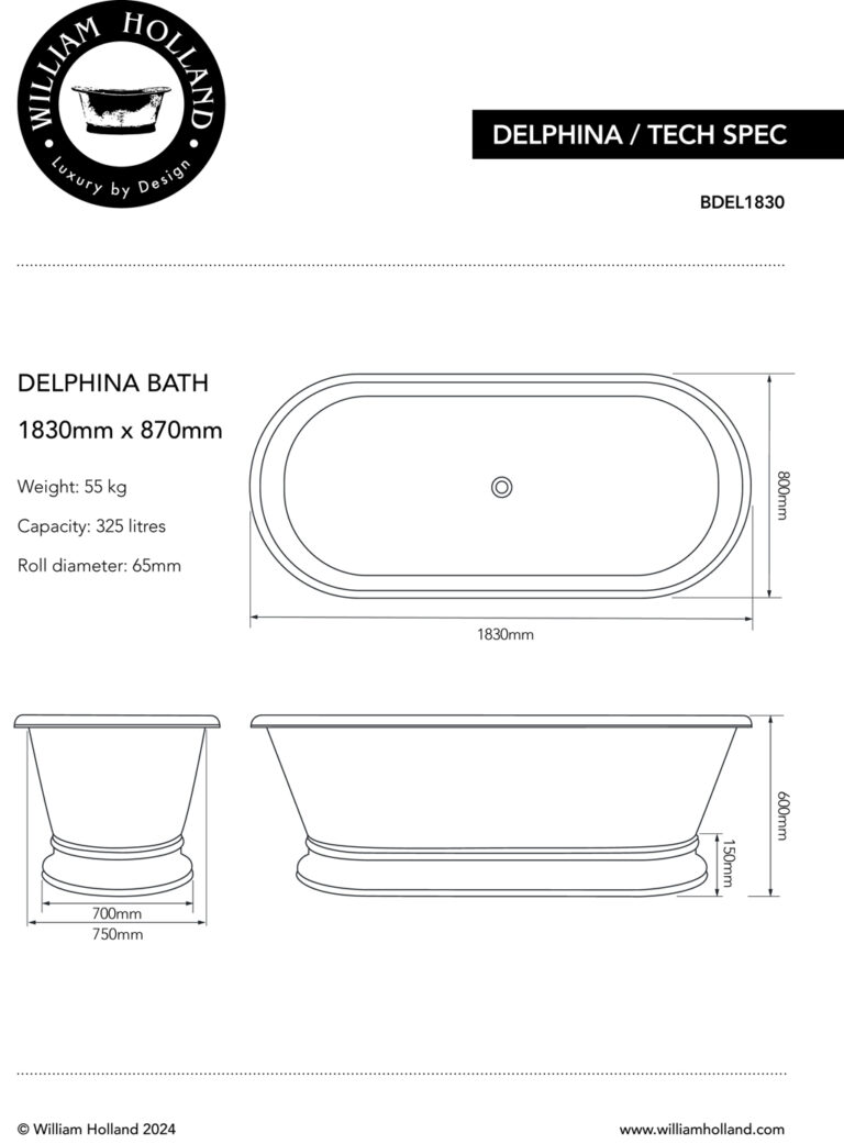 Delphina Bath Spec Sheet