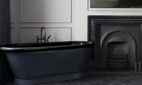 black enamel bath in a residential decor